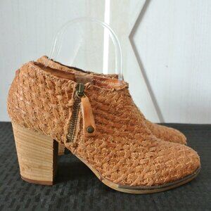 Sundance Shalimar Woven Leather Block Heel Booties